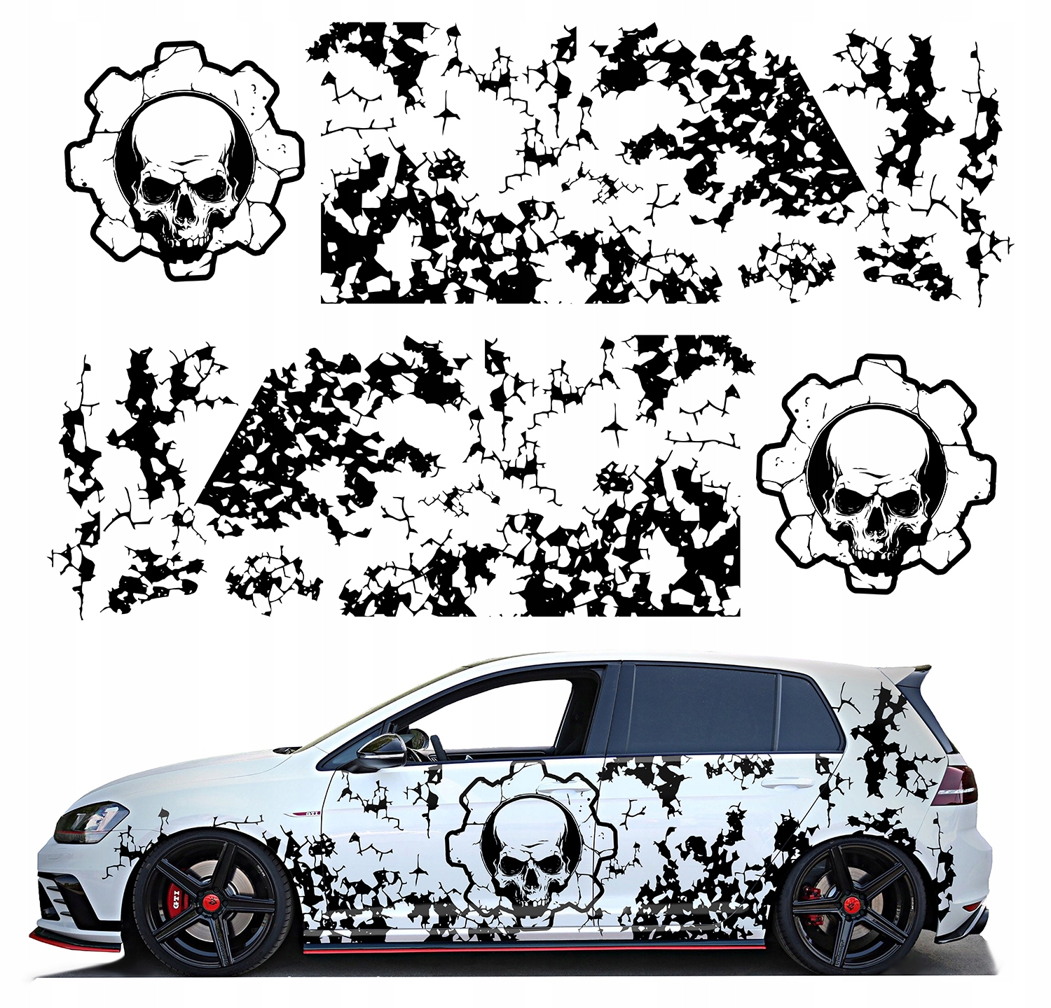 2x Nálepka Grafika na auto Motiv Abstrakce Lebka 94x612