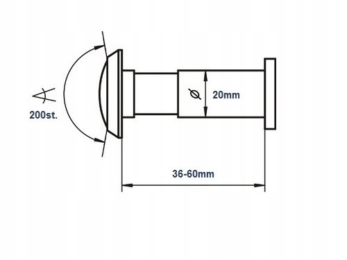 POLSKI WIZJER CYKLOP SATYNA do drzwi 35-60 WIZJERY Marka CYKLOP