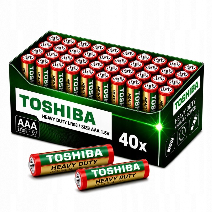 40x Baterie Aaa Bateria Heavy Duty Toshiba Paluszki R3 Zestaw Mocna Wydajna