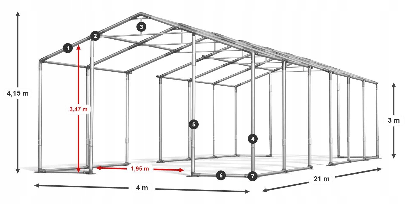 Namiot Ogrodowy 4x21m [3m] Całoroczny DAS 580 W Szerokość 4 m