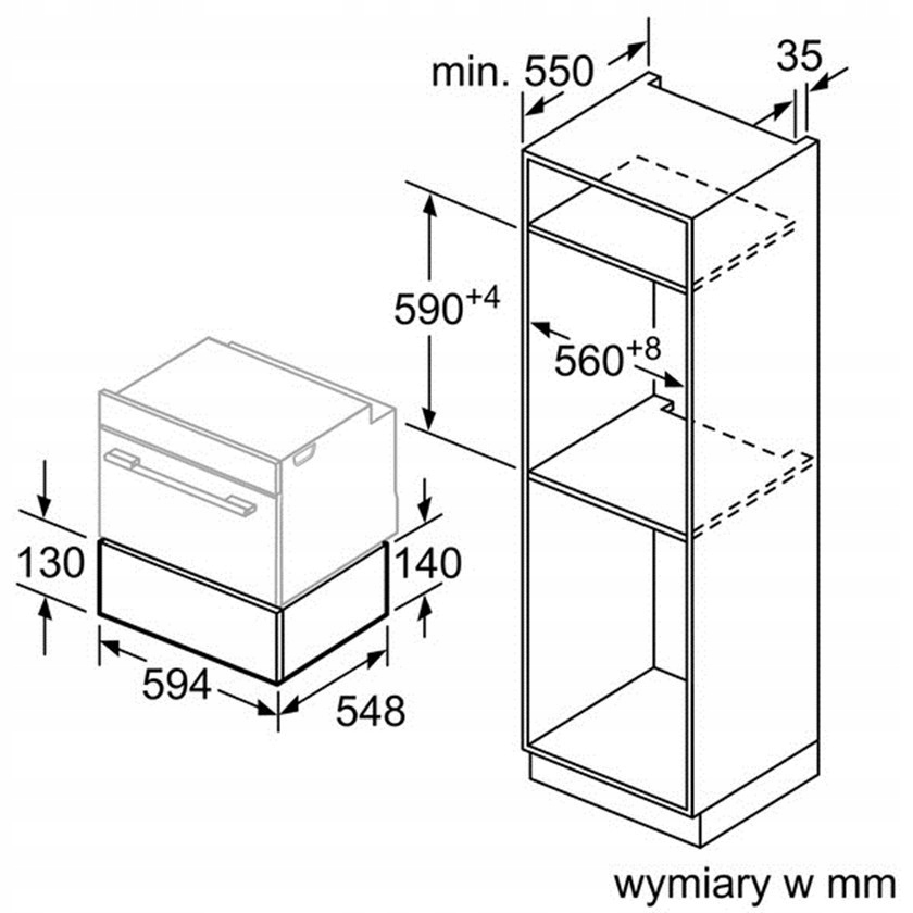 Szuflada grzewcza Bosch BIC630NS1 system push-pull Sterowanie mechaniczne
