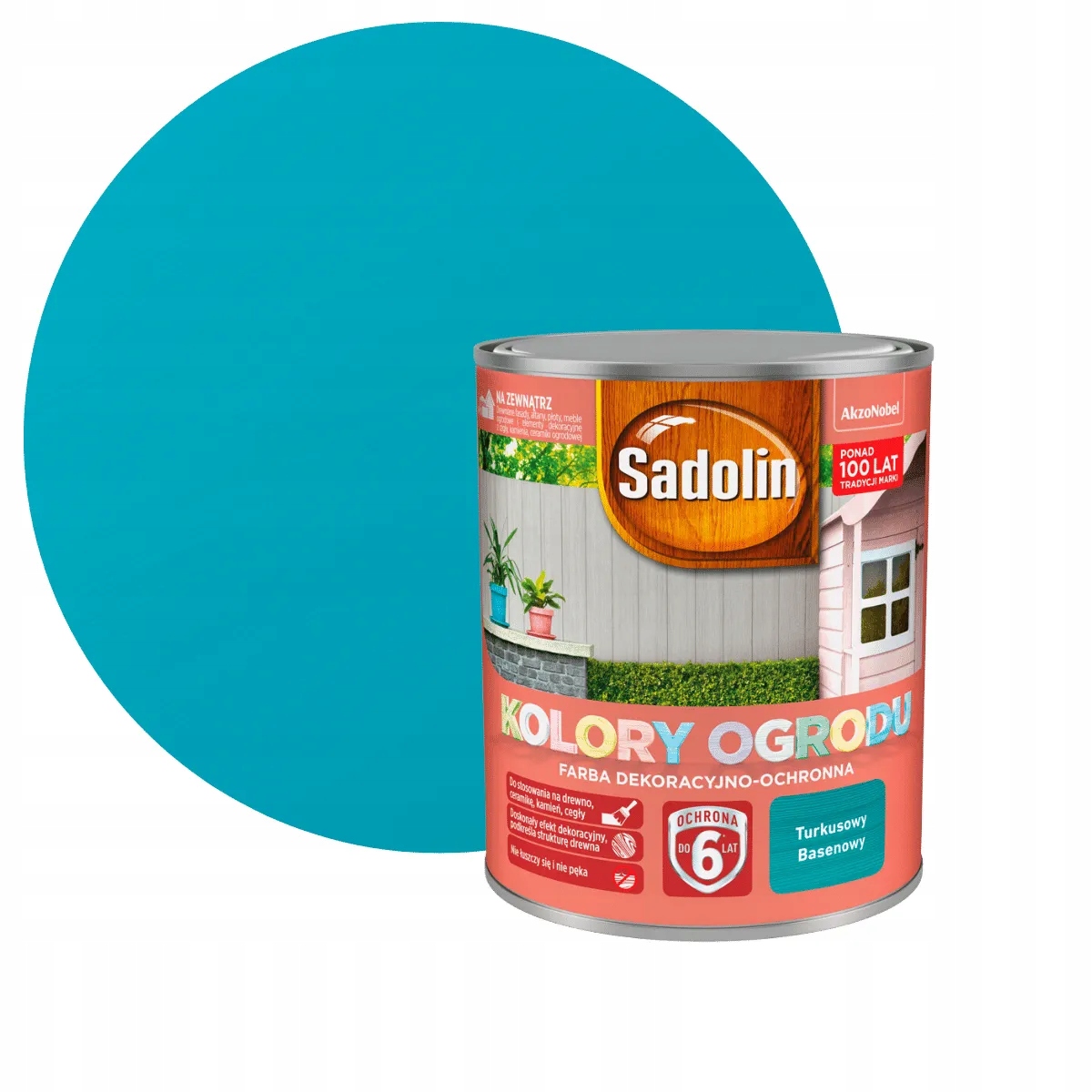 SADOLIN KOLORY OGRODU Turkusowy Basenowy 0,7L FARBA DEKORACYJNO OCHRONNA