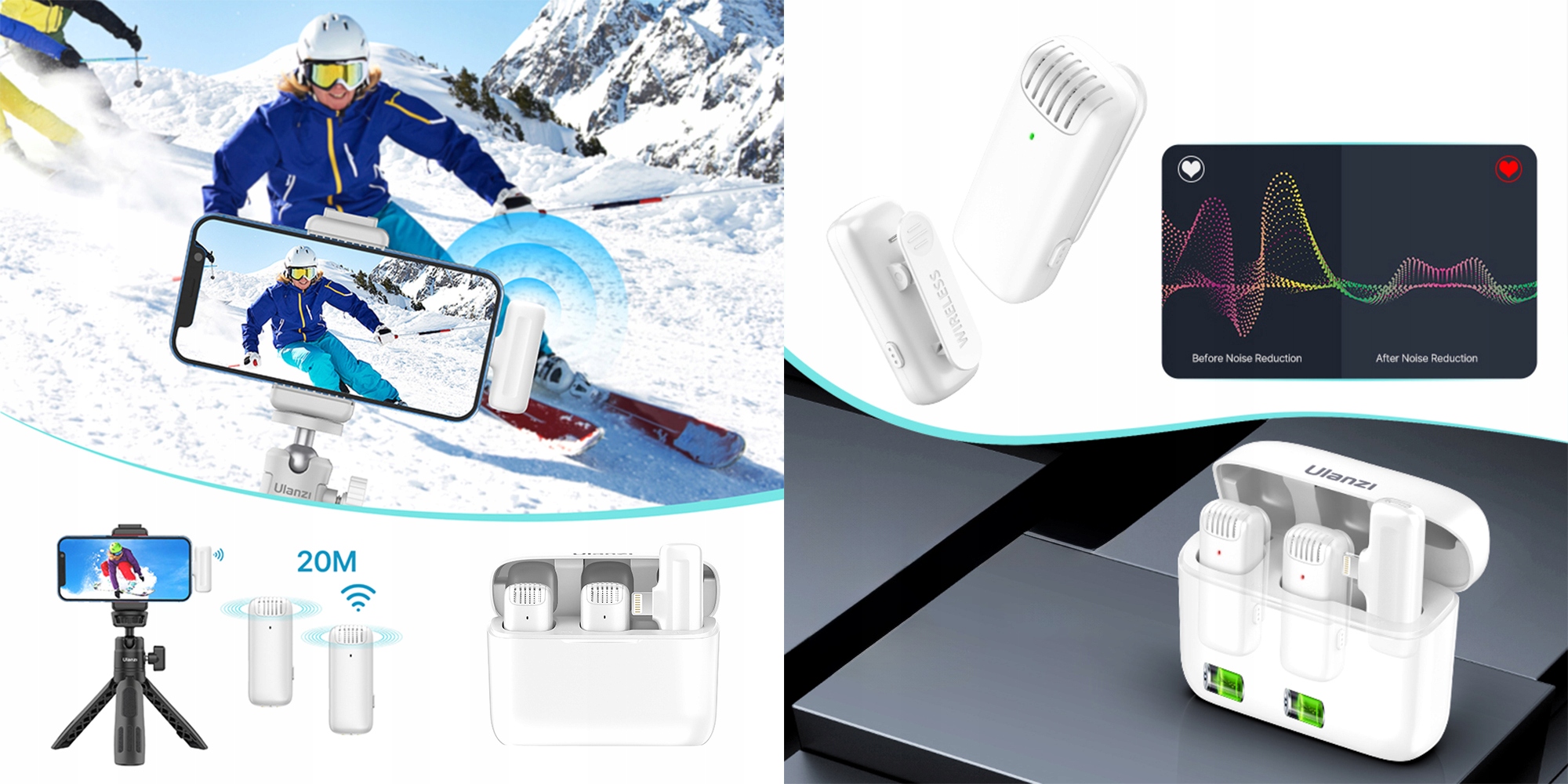 Zestaw do bezprzewodowej transmisji dźwięku Ulanzi J12 - Lightning biały Charakterystyka kierunkowa dookólna (kołowa)