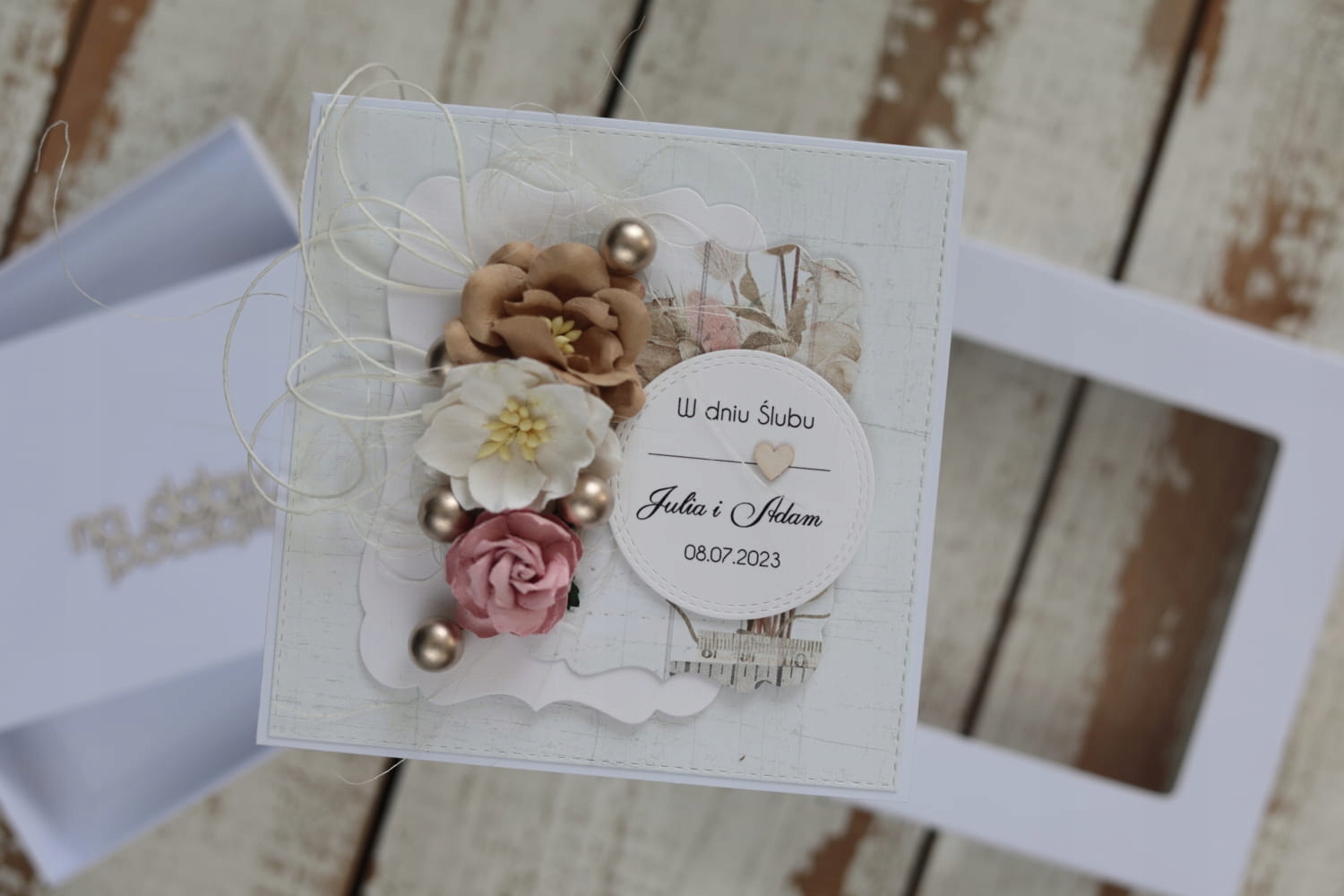 Květinové svatební přání s krabičkou