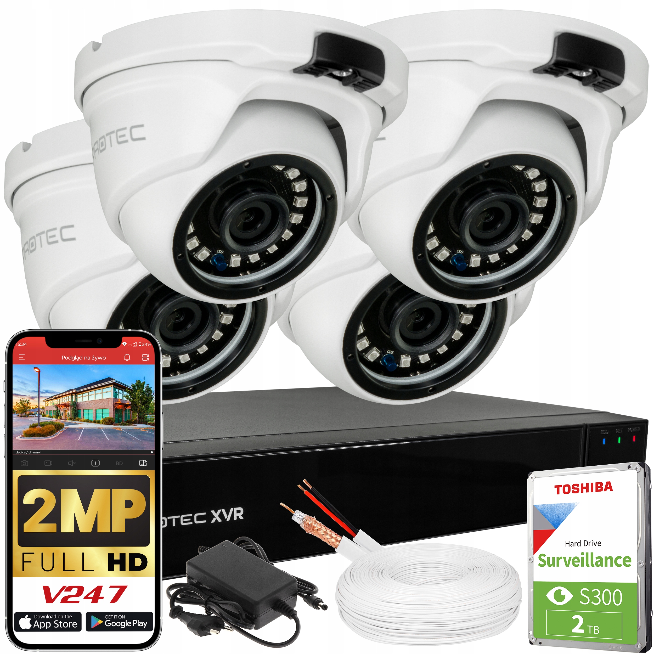 Sada Pro Monitorování 4 Kamer Fullhd Obraz V Noci náhled