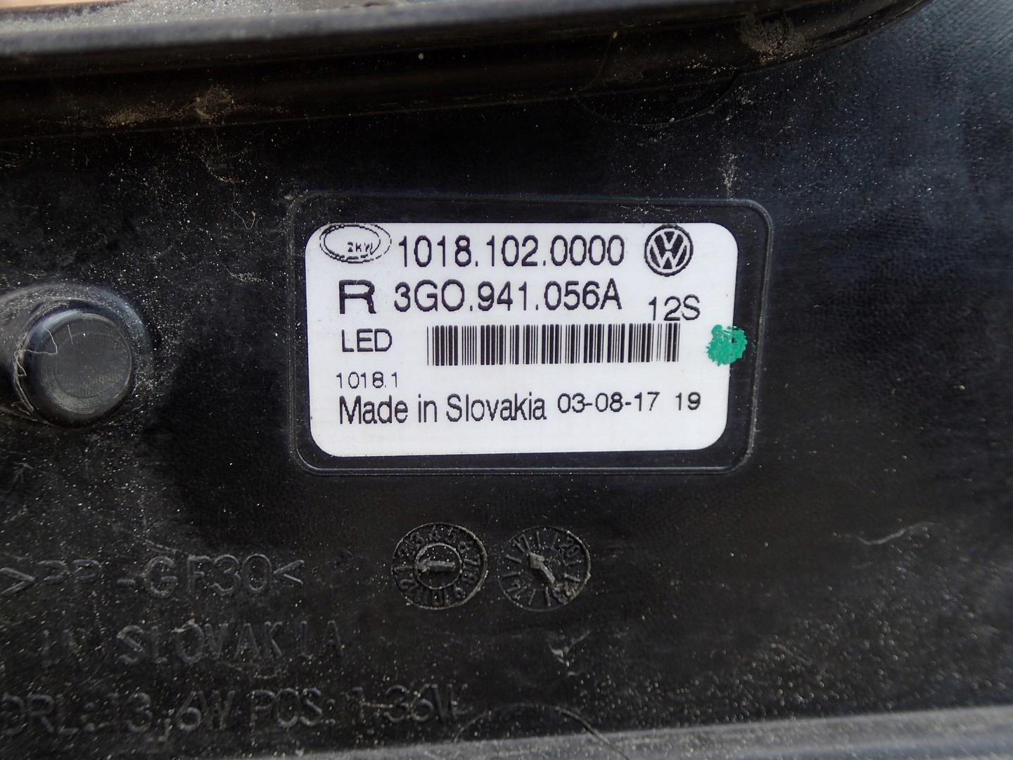 light right right DRL LED VW PASSAT B8 GTE 15-18R