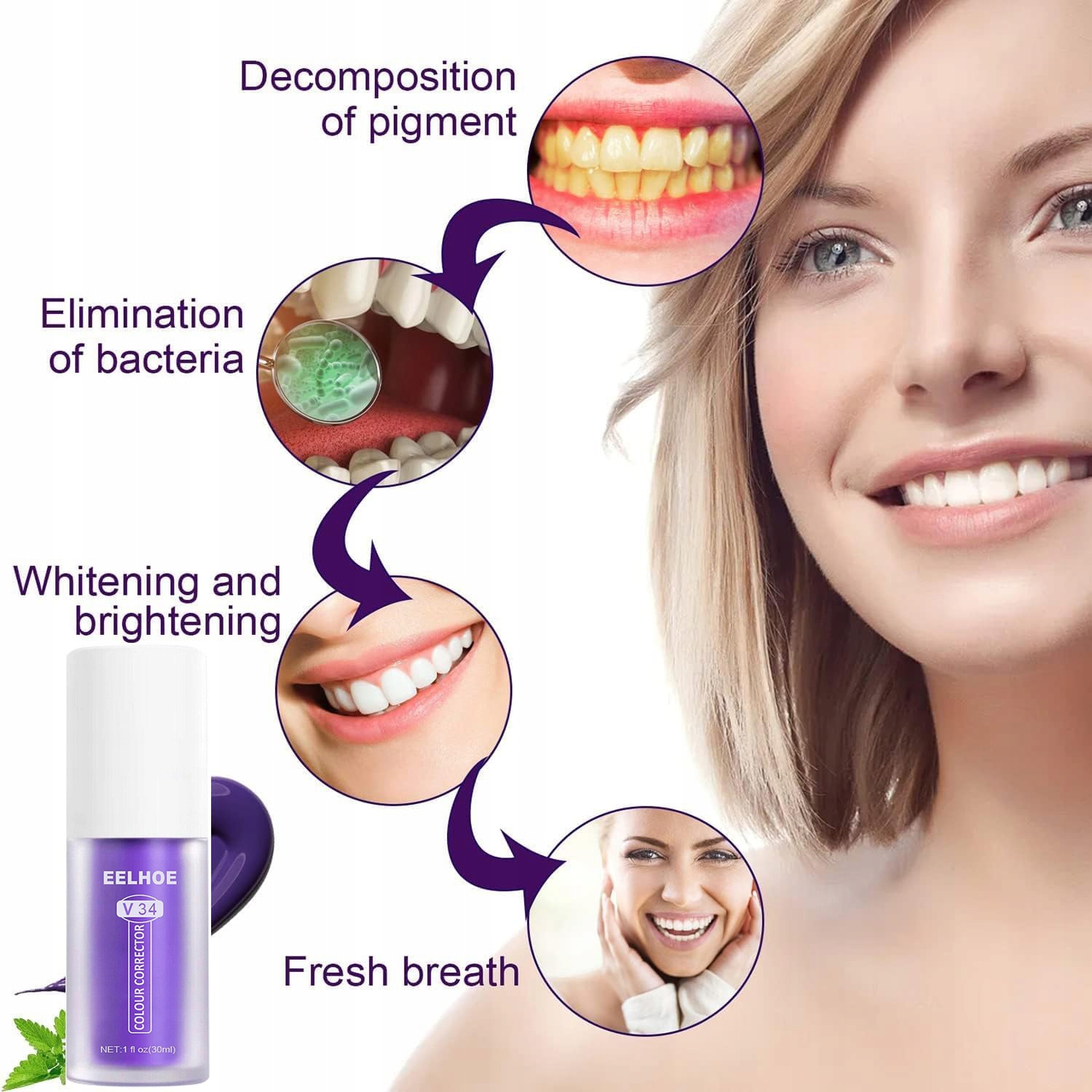 HISMILE V34 30ml Pasta Do Zębów Z Korektorem Wyrób medyczny nie