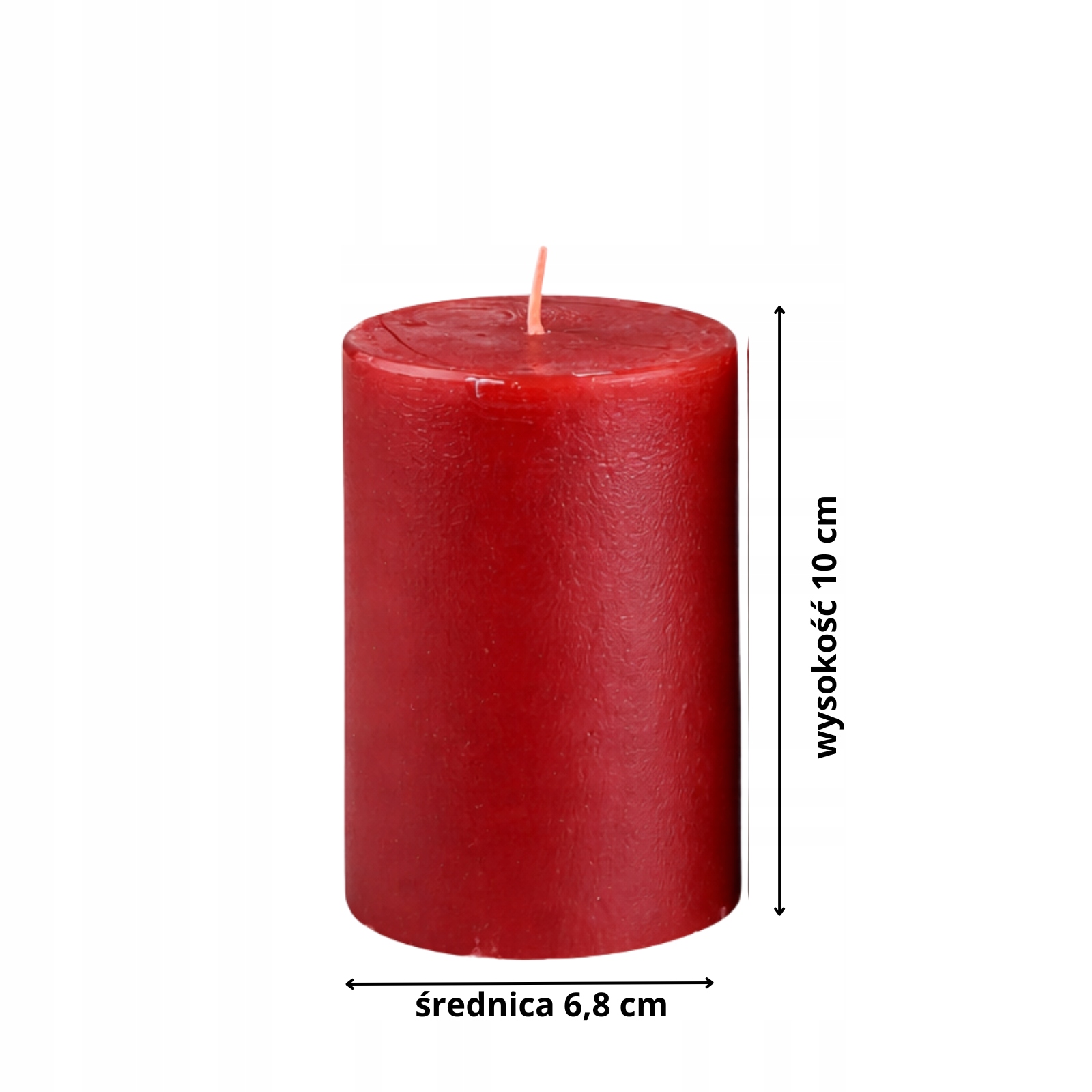Świece ozdobne walec czerwone 4-pak, 10 cm, Ø 6,8 cm, czas palenia 38h