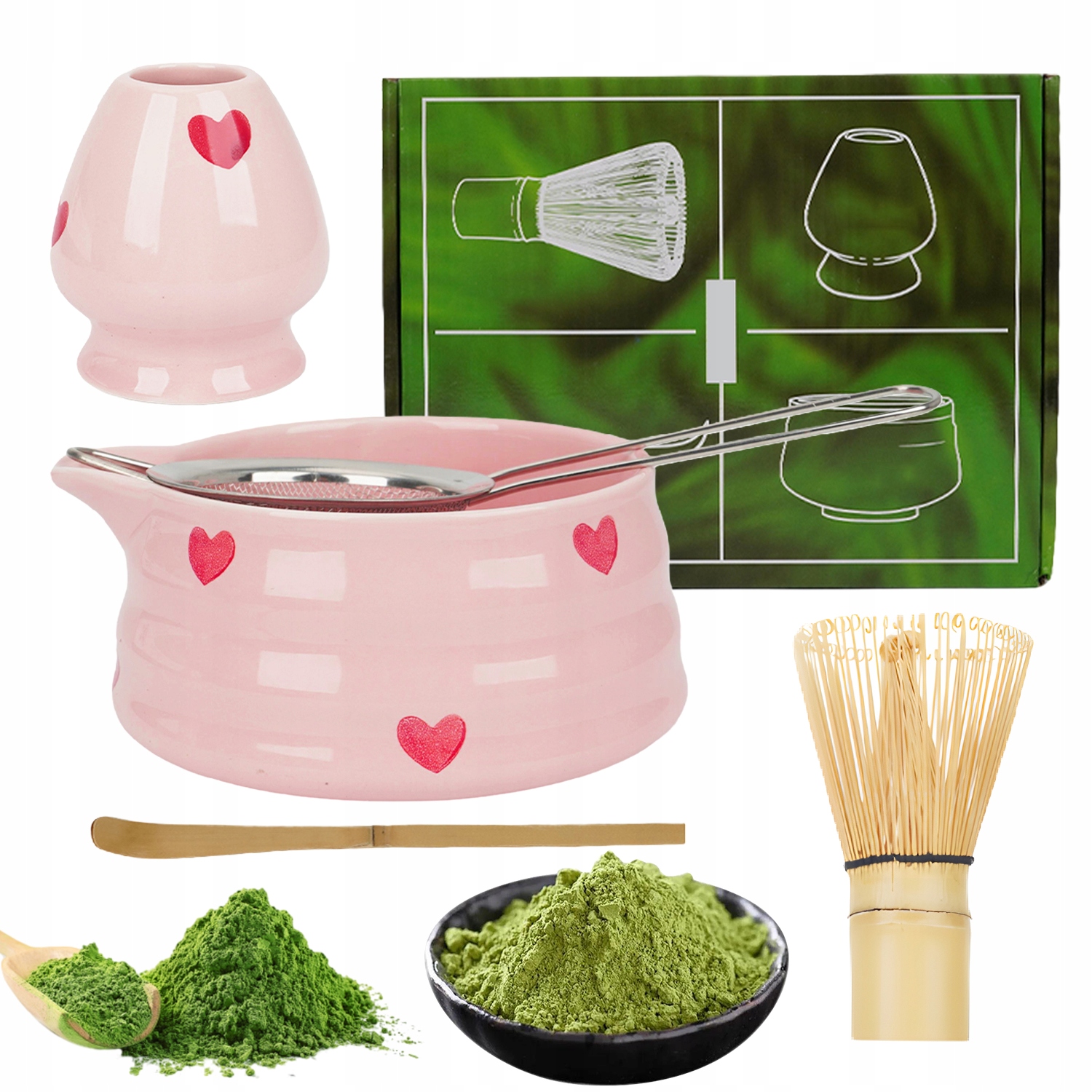 Levně Sada Na Matcha Keramická Miska Bambusová Metla Tradiční Rituál