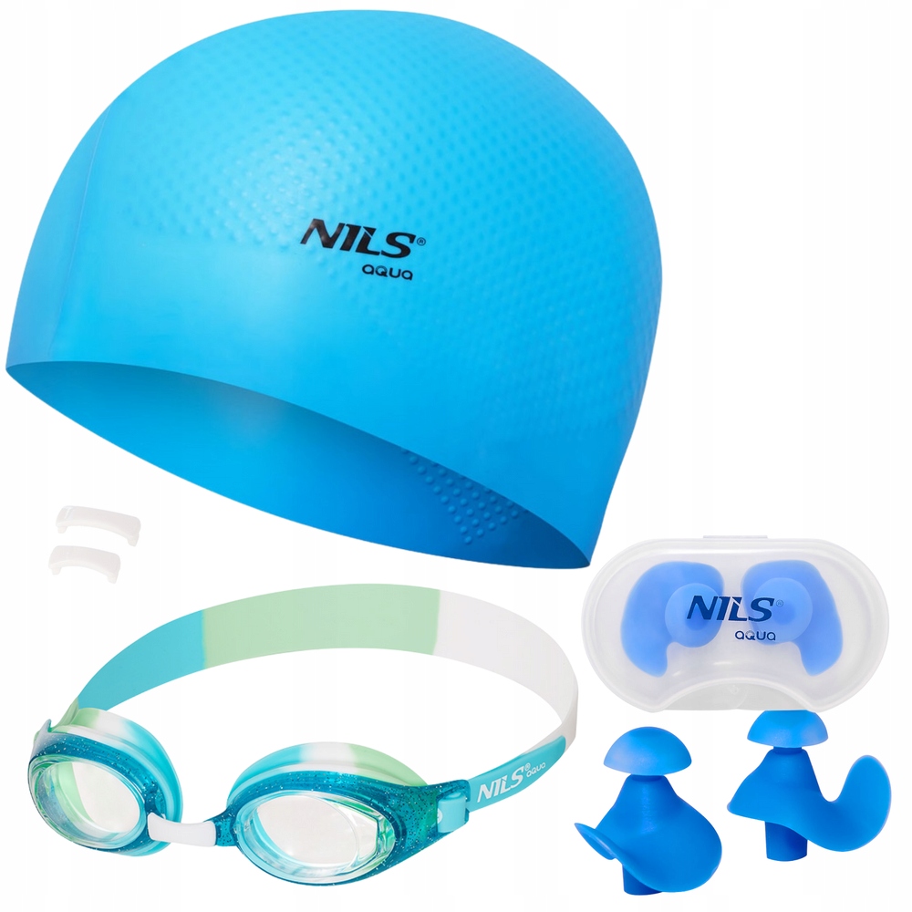 Zestaw Pływacki Okularki Do Pływania Na Basen Czepek Zatyczki Do Uszu