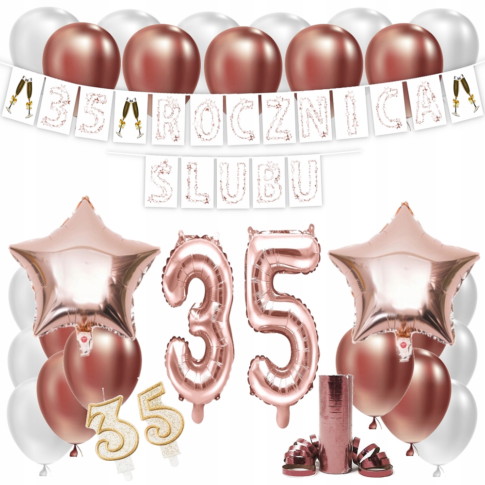 

Zestaw Balony 35 Rocznica Ślubu Rose Gold 100 cm
