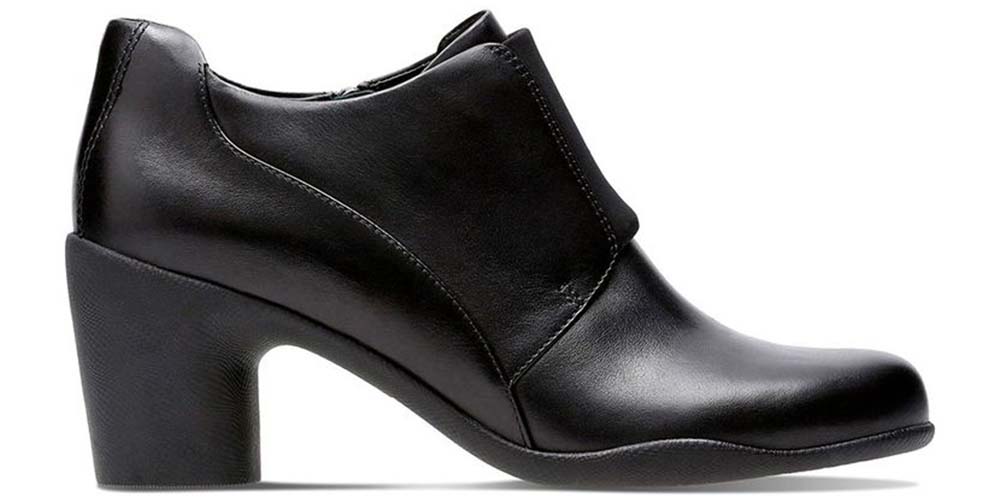 Botki damskie Clarks Un Rosa Zip czarne skórzane na suwak 40
