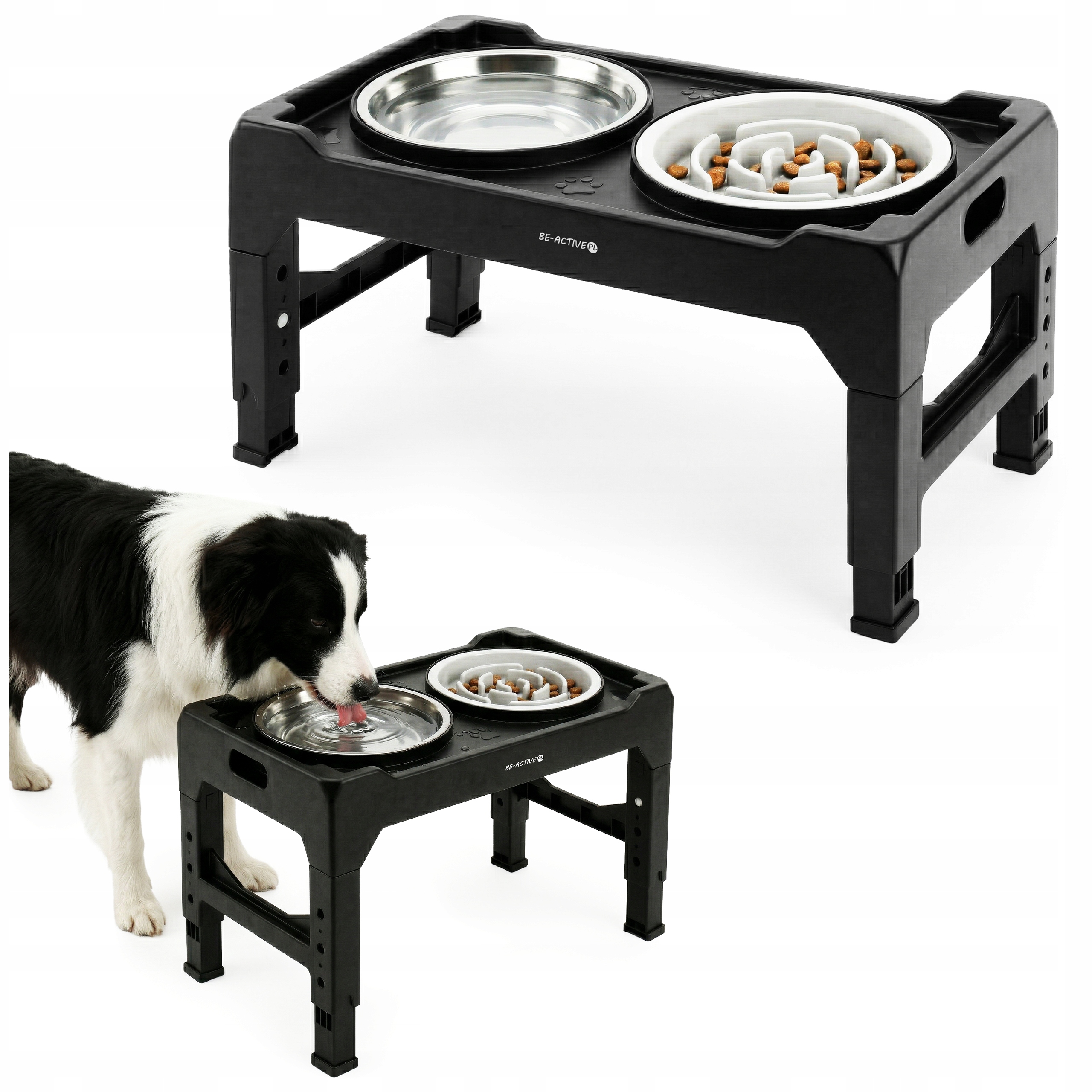Miska Dla Psa Spowalniająca Jedzenie Miski Podwójna Na Stojaku Regulowana