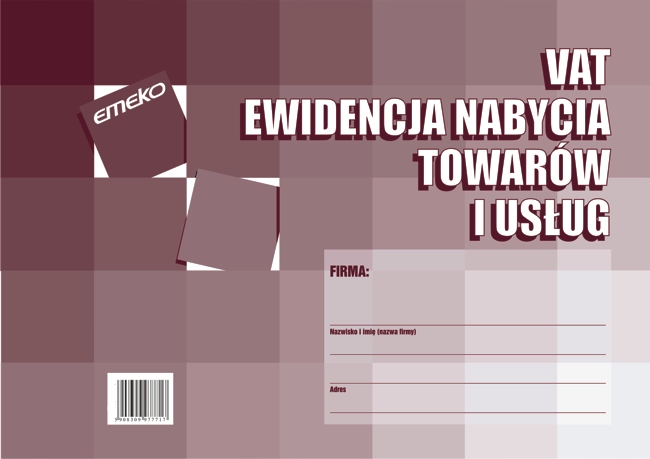 

Ewidencja nabycia towarów Vat A5 druk Emeko 766