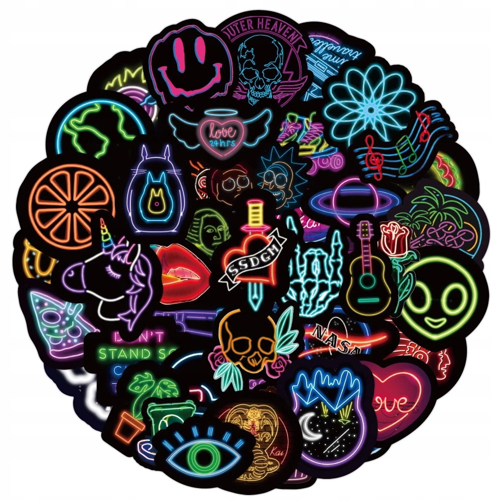 

Wlepy Zestaw naklejek Stickers bomb MIX Neon 50szt