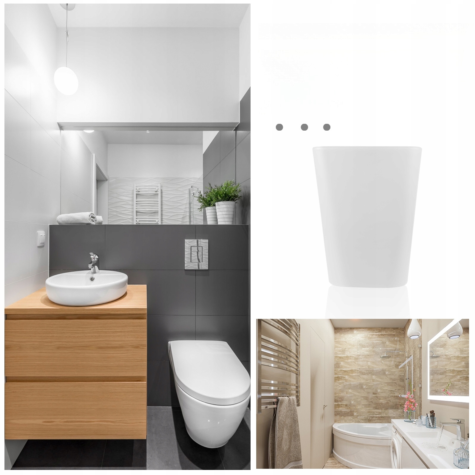 KWADRATOWY OTWARTY KOSZ NA ŚMIECI BIUROWE BIAŁY Materiał inny