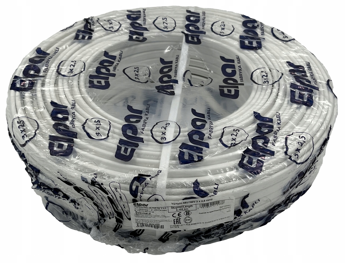 Przewód kabel płaski YDYp 3x2,5 750V 100m Elpar