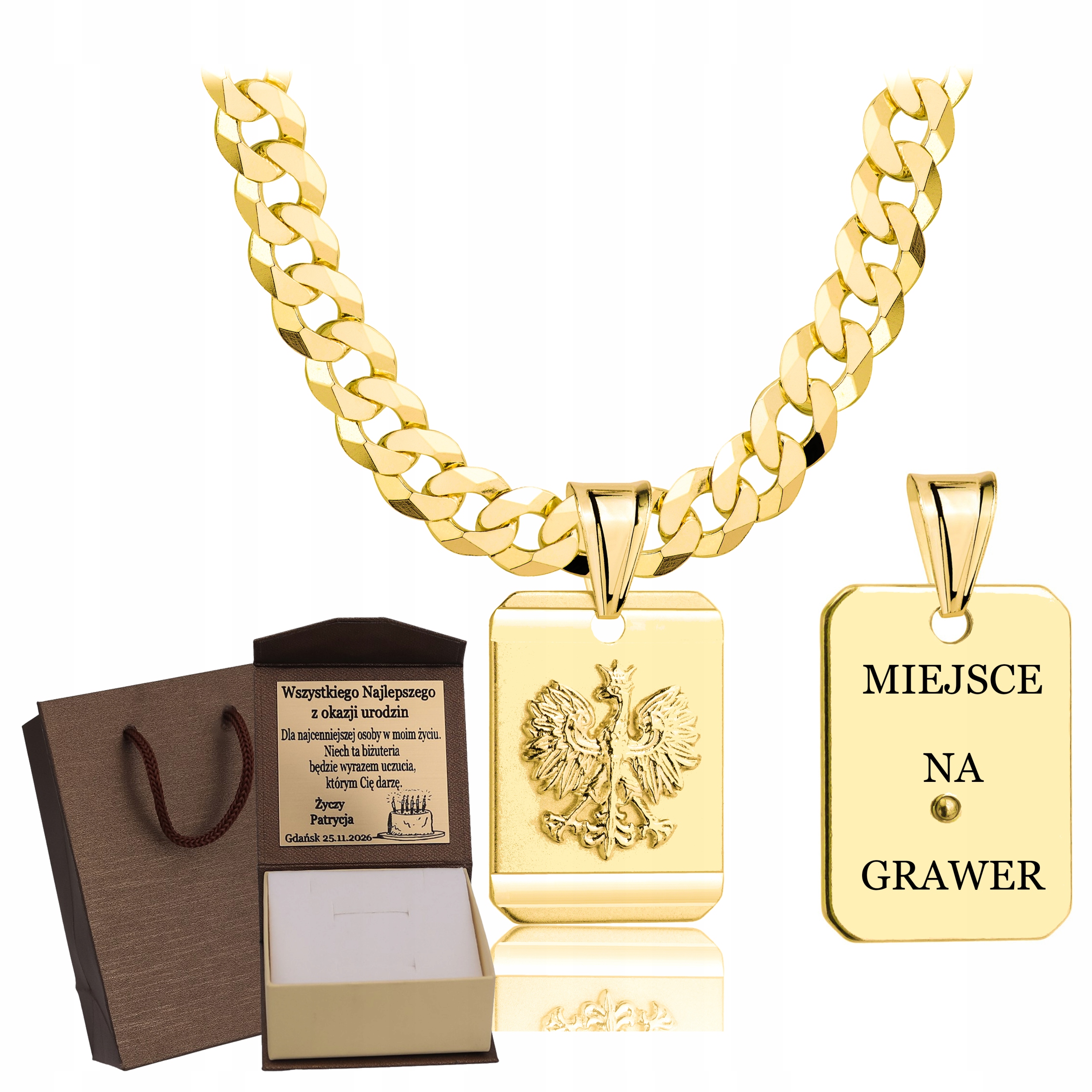 Zlatý Plný Řetízek Pánský Pancr S Medailonem Pr 925 585 Gravírování Bonus
