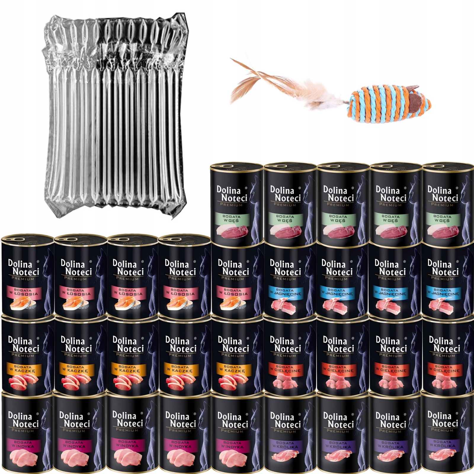 Dolina Noteci 32×400g Premium pro kočky – exkluzivní sada 7 příchutí s hračkou