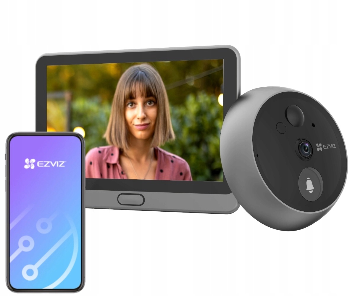 Wizjer z wbudowanym dzwonkiem do drzwi Ezviz CP4 Full Hd Wyświetlacz 4,3"