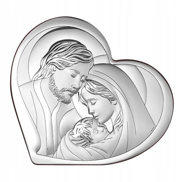 ŚWIĘTA RODZINA PREZENT NA ŚLUB ROCZNICĘ ŚLUBU OBRAZEK SREBRNY Z GRAWEREM Marka SILEVO