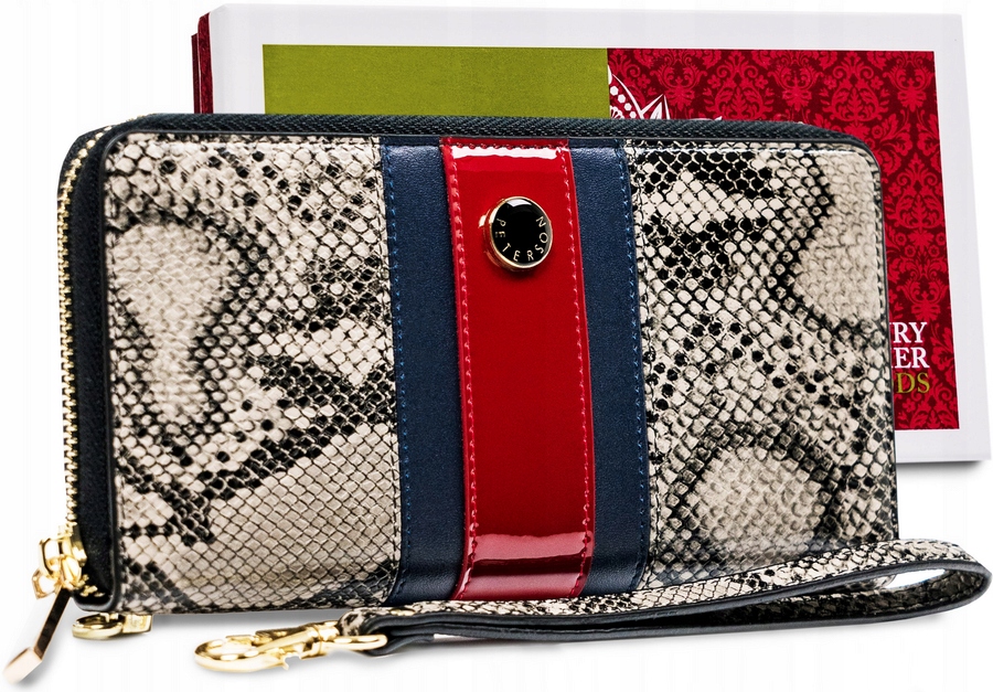 Velká Dámská Kožená Peněženka Na Zip XXL Rfid Slitinová Kůže Peterson