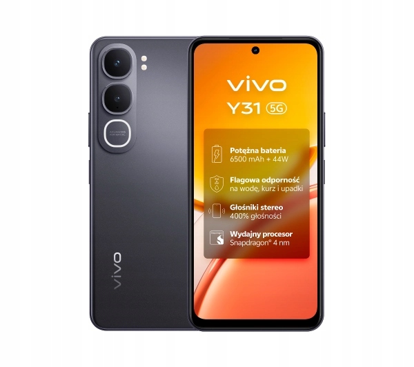 Smartfon vivo Y31 5G 6/256GB 6,72'' 120Hz 50Mpix 6500mAh IP69 Czarny