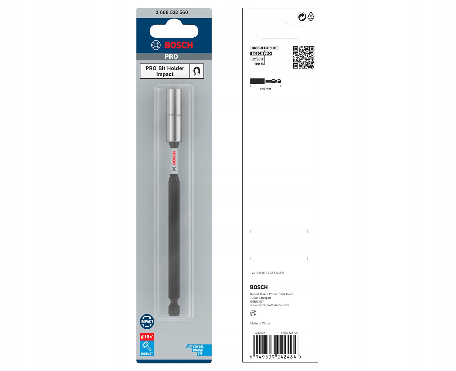 Uchwyt ADAPTER BITÓW MAGNETYCZNY HEX 1/4 150mm PRZEDŁUŻKA BOSCH Długość bitu 150mm