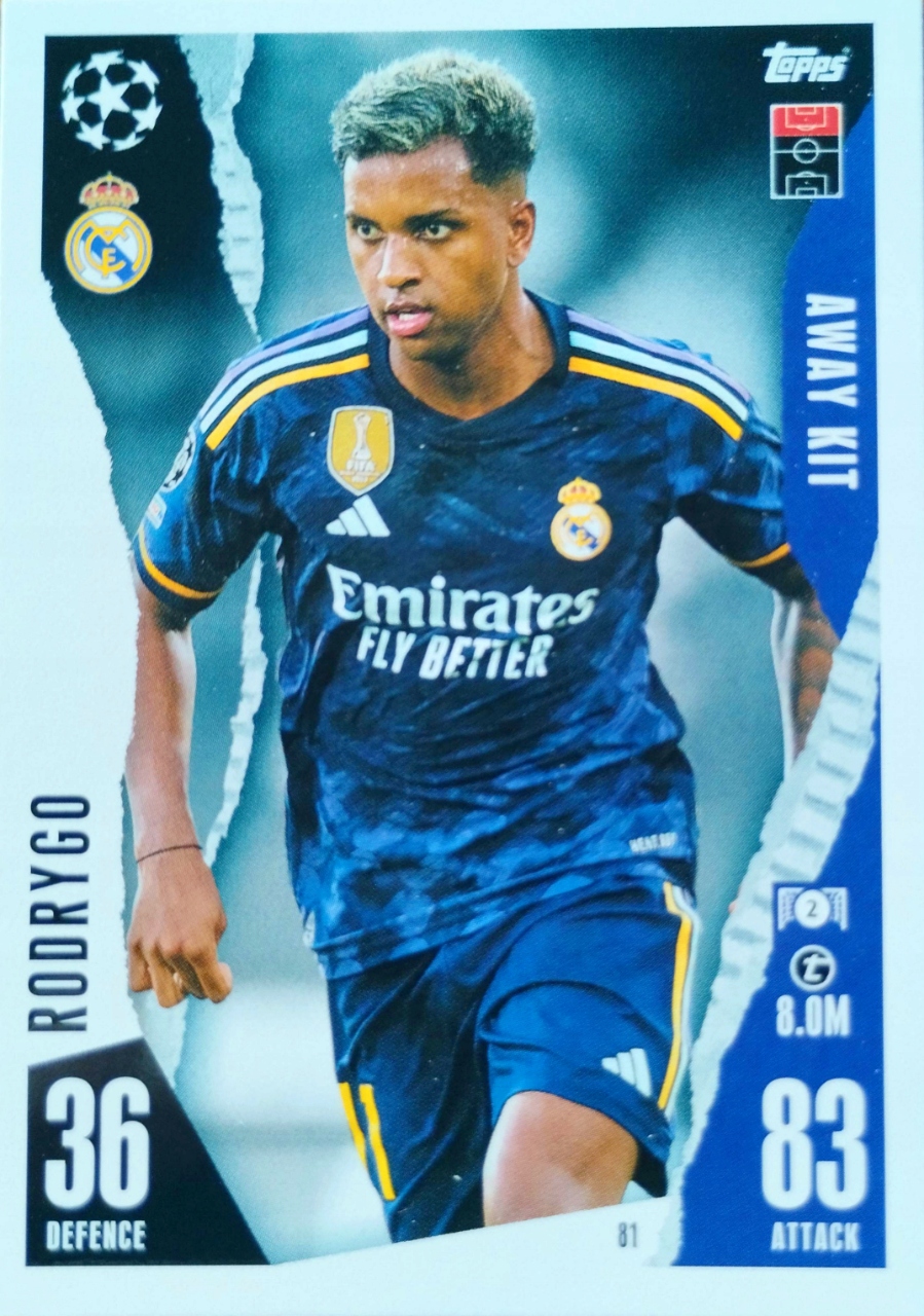 Topps Match Attax Extra 2023/2024 Away Kit 81 Rodrygo Real