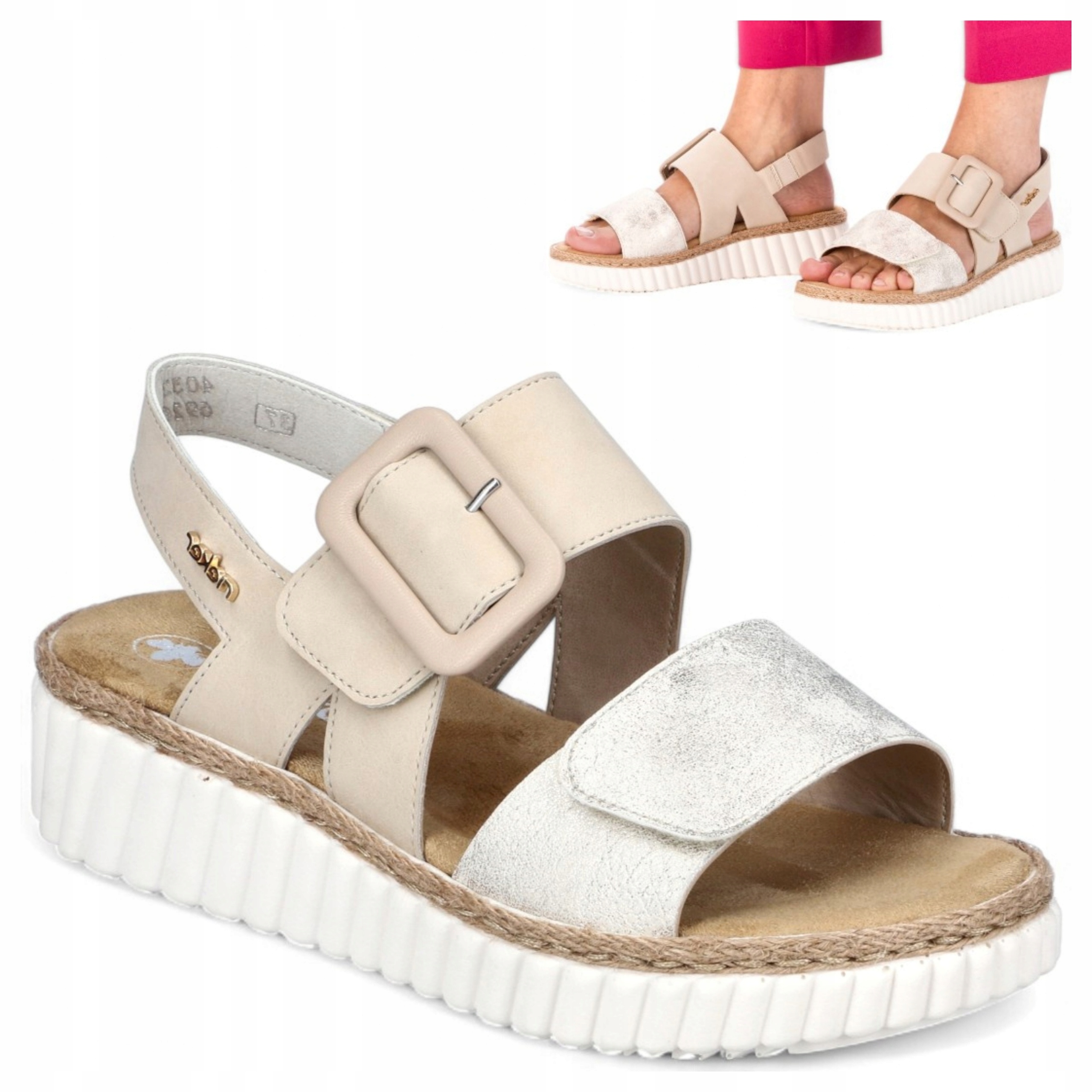 39 Rieker Dámské sandály na platformě Lehké letní boty, módní a ležérní