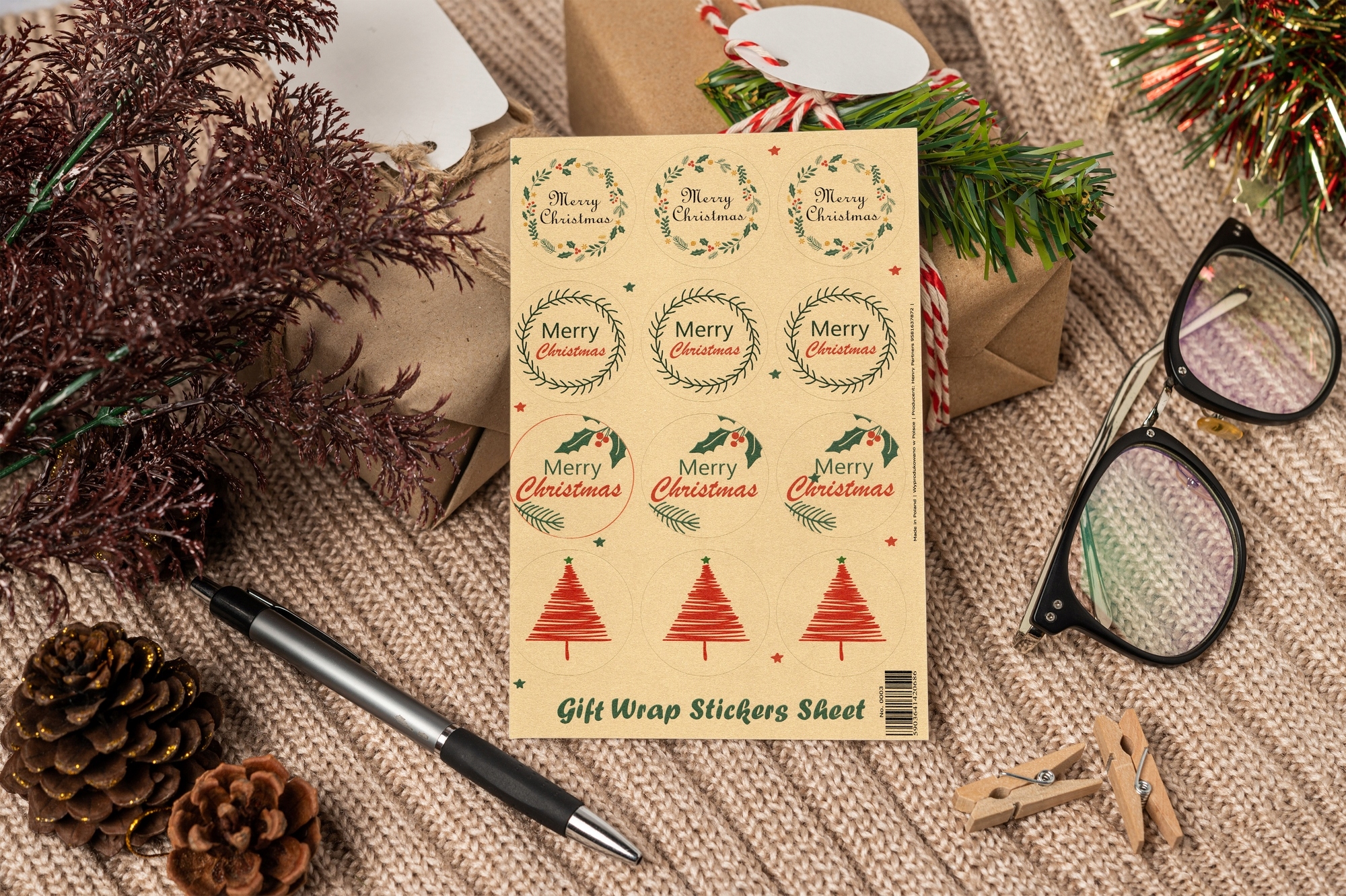 Naklejki Ekologiczne Święta Bożego Narodzenia Stan opakowania oryginalne