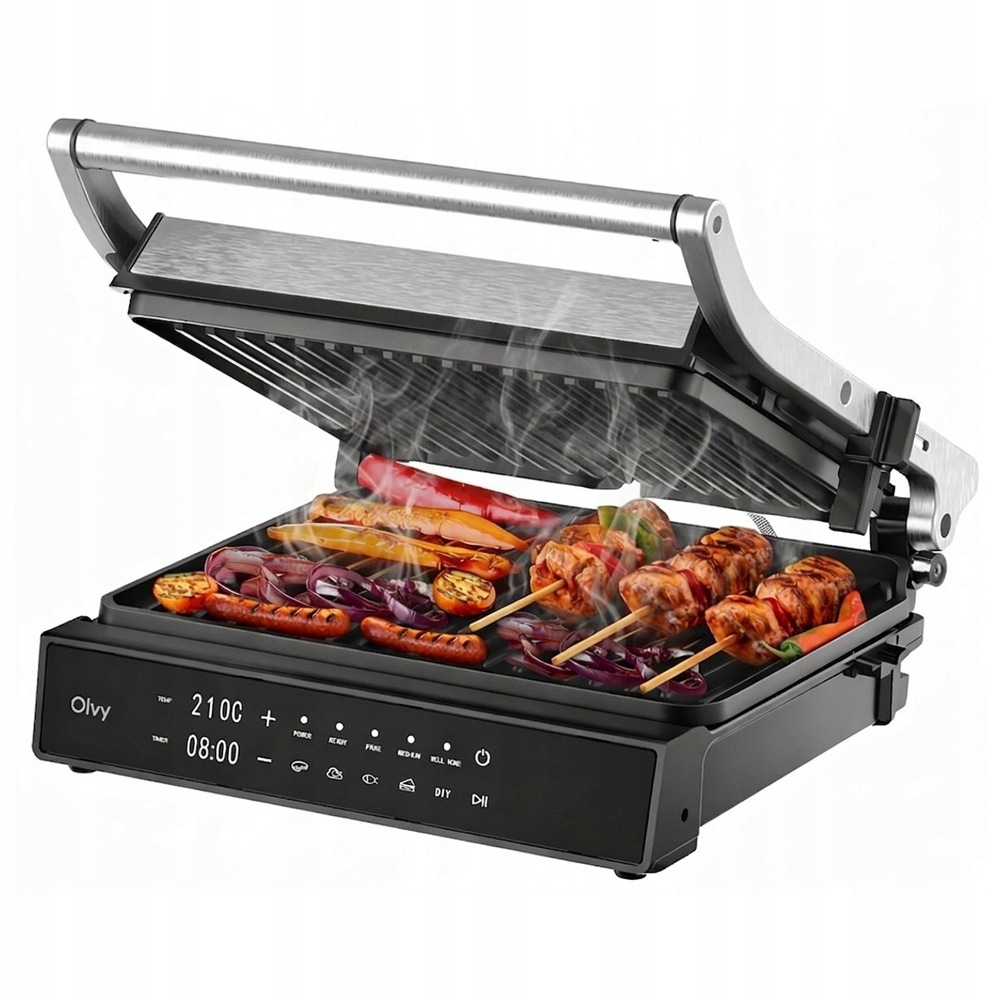 Olvy Grill Kontaktowy Pro 2000W Rozkładany 180° LCD