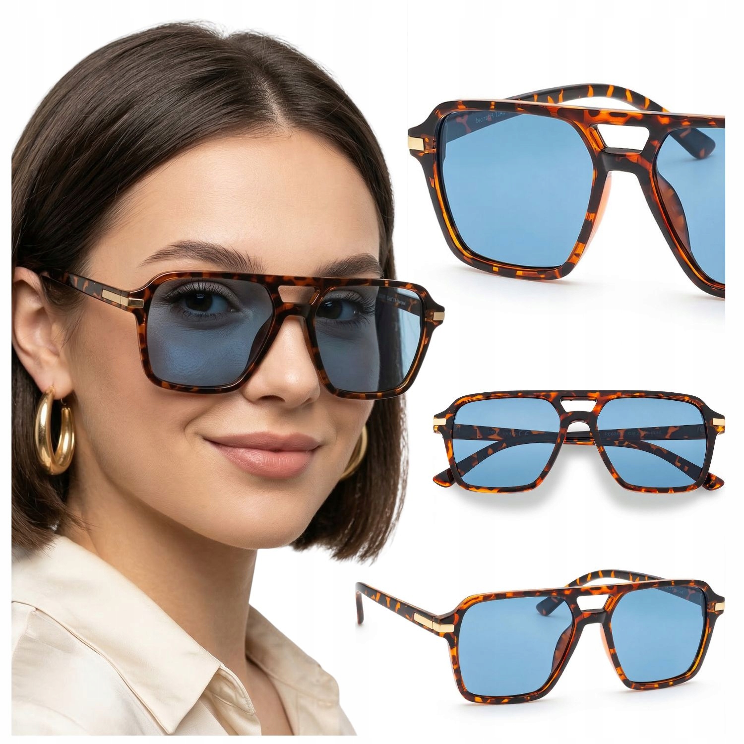 Okulary przeciwsłoneczne damskie z polaryzacją modne oprawki z etui Brilo