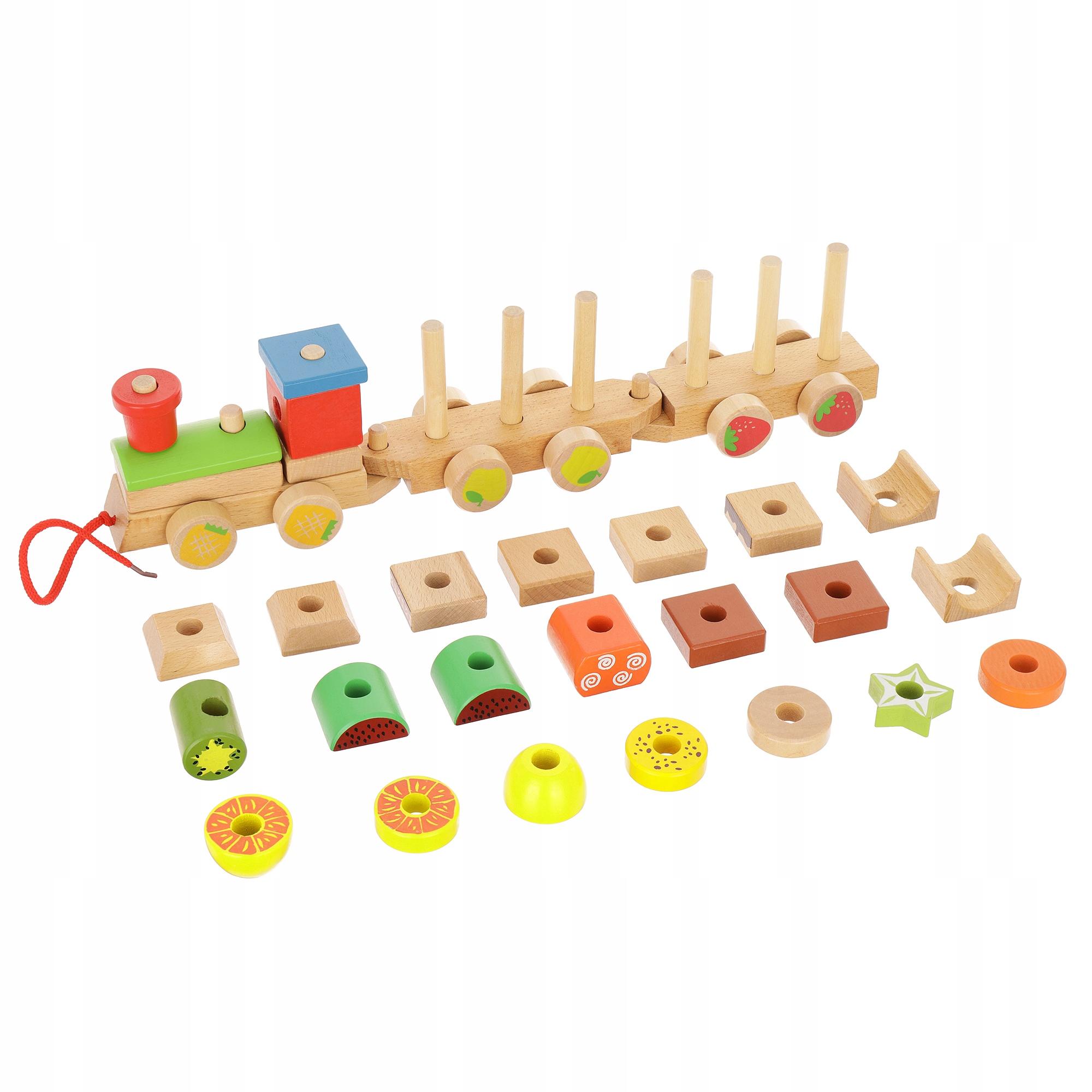 LT333 DREWNIANY POCIĄG Z KLOCKAMI WAGONAMI 30el Rodzaj pojazdu zestawy drewniane