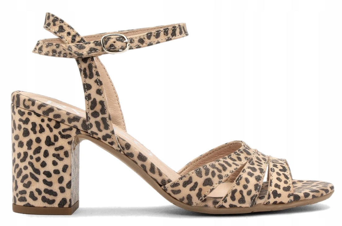 Ryłko dámské kožené sandály s leopardím vzorem 40