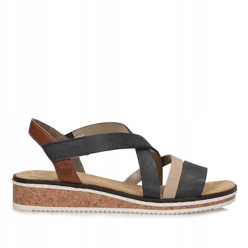 Dámské sandály Rieker V3663-91 modré, modré, s na suchý zip