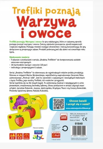 Trefl Trefliki poznają Warzywa i owoce gra EAN (GTIN) 5900511018400
