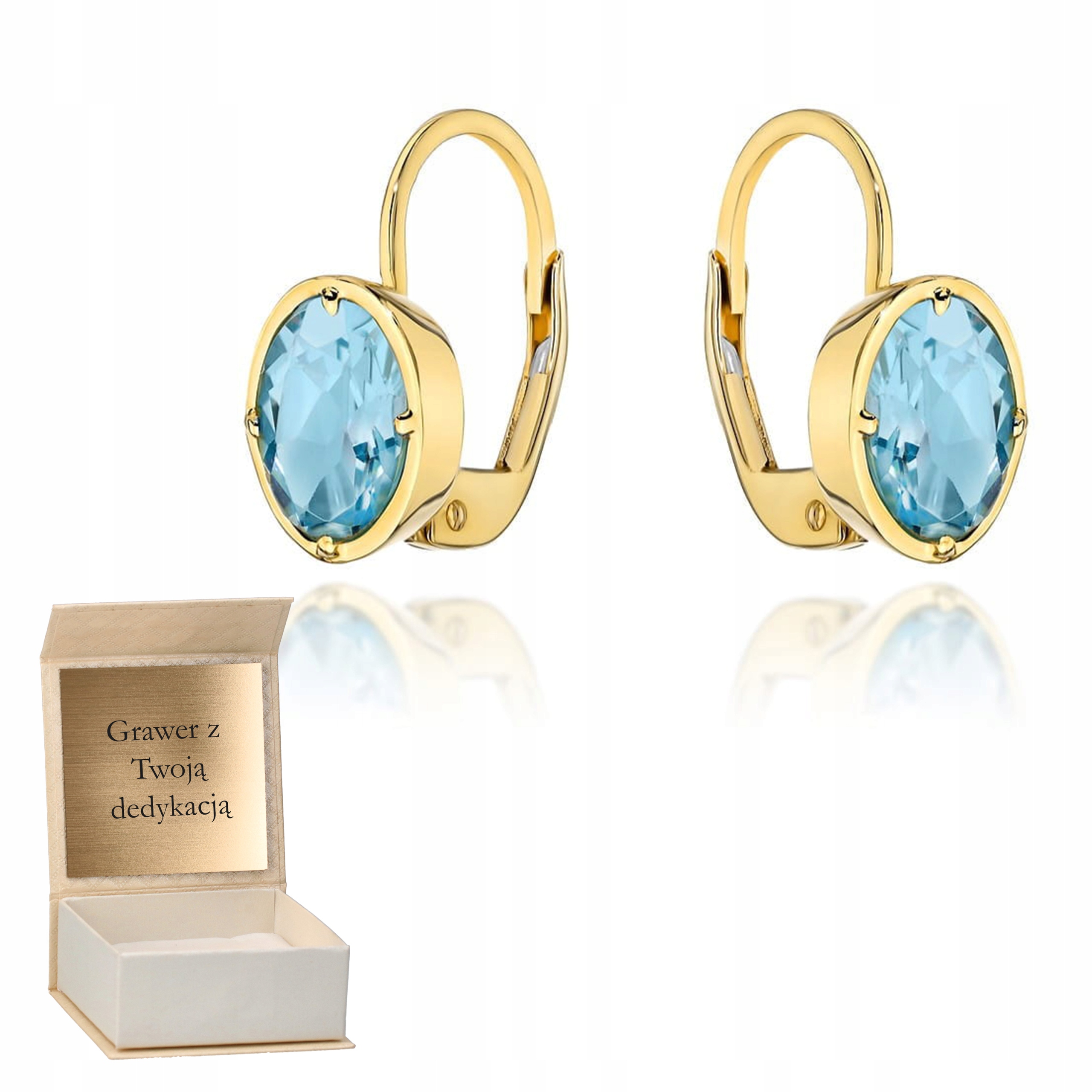 Zlaté náušnice „colorful Stone“ – topaz ovál zlato ryzost 585 Gravírování