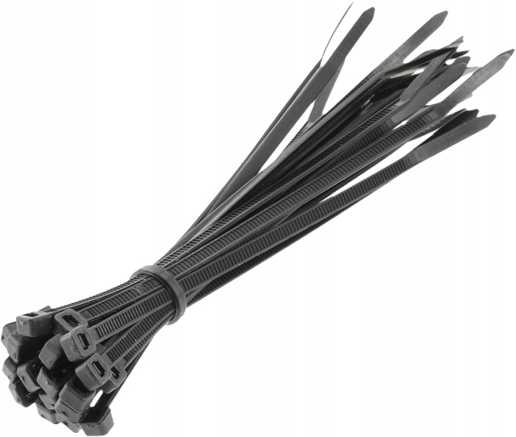 Opaski zaciskowe 3,6 x 140 mm, nylonowe, 25 sztuk, czarne, Hoegert Technik