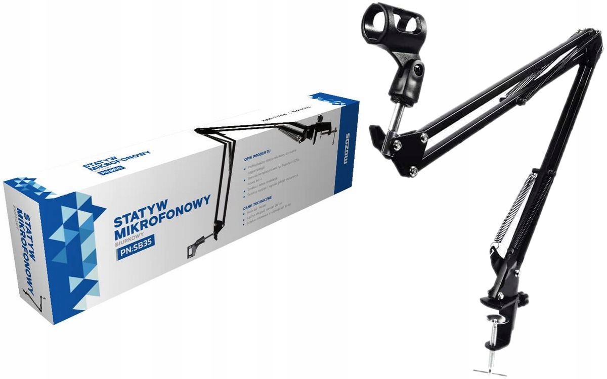Statyw Biurkowy Ramię Mikrofon Wysięgnik Uchwyt Wieszak Stołowy Mikrofonowy Model SB35