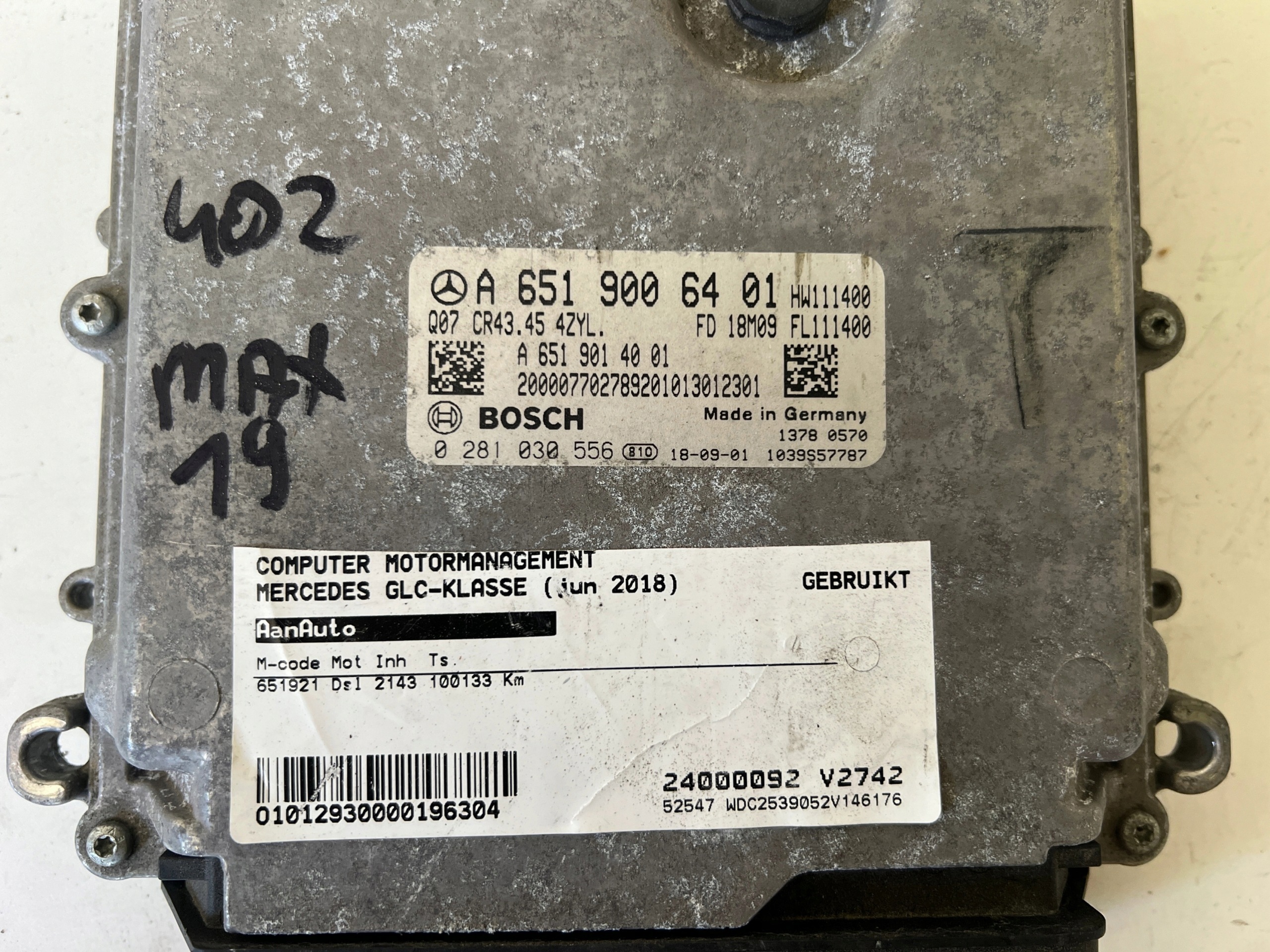 MERCEDES GLC 2.2 CDI A6519006401 A6519014001 0281030556 computer ECU
