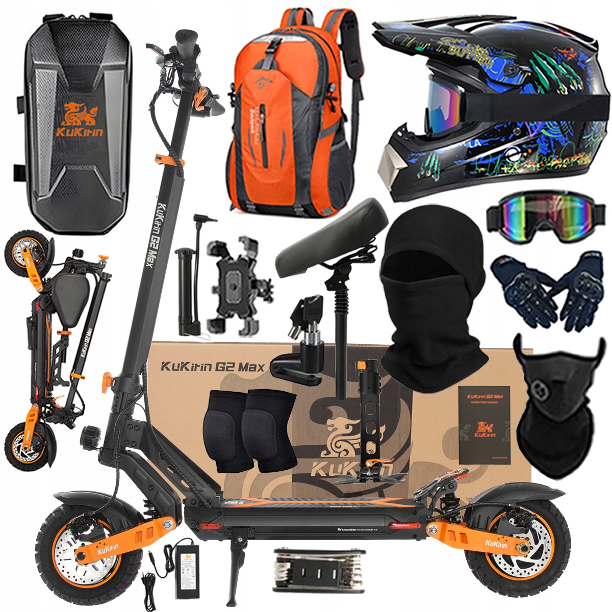 Kukirin G2 Max Składany Pojazd Elektryczny 1200W 48V 20Ah 55KM/H PL+Prezent