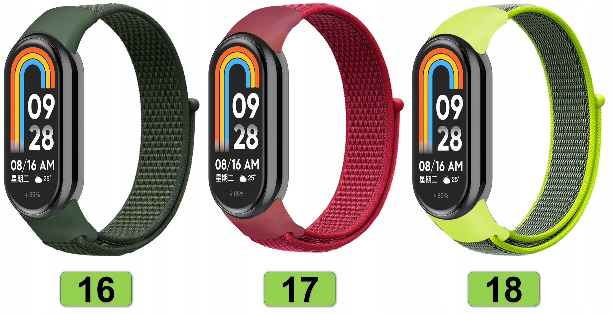 PASEK OPASKA BRANSOLETA DO SMARTBANDA XIAOMI MI BAND 8 |WYBÓR SUPER KOLORÓW Materiał tkanina