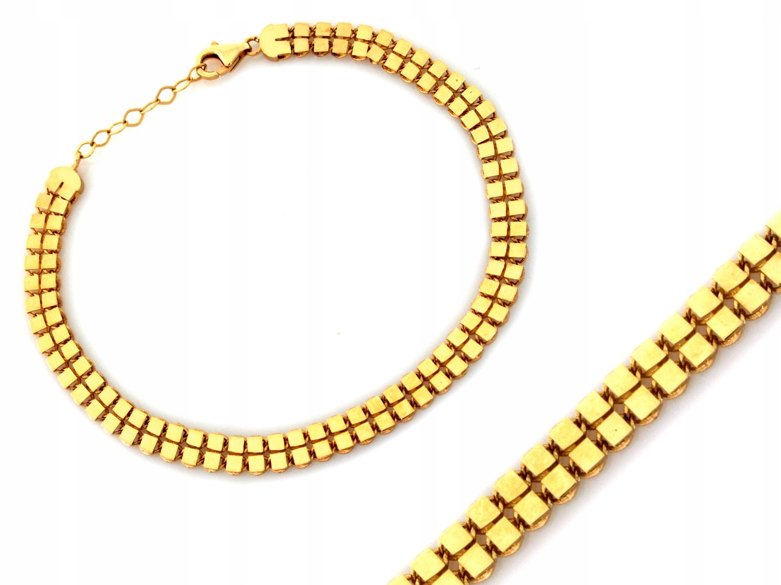 Zlatý náramek 585 z malých čtverečků pohyblivých prvků r18 dárek