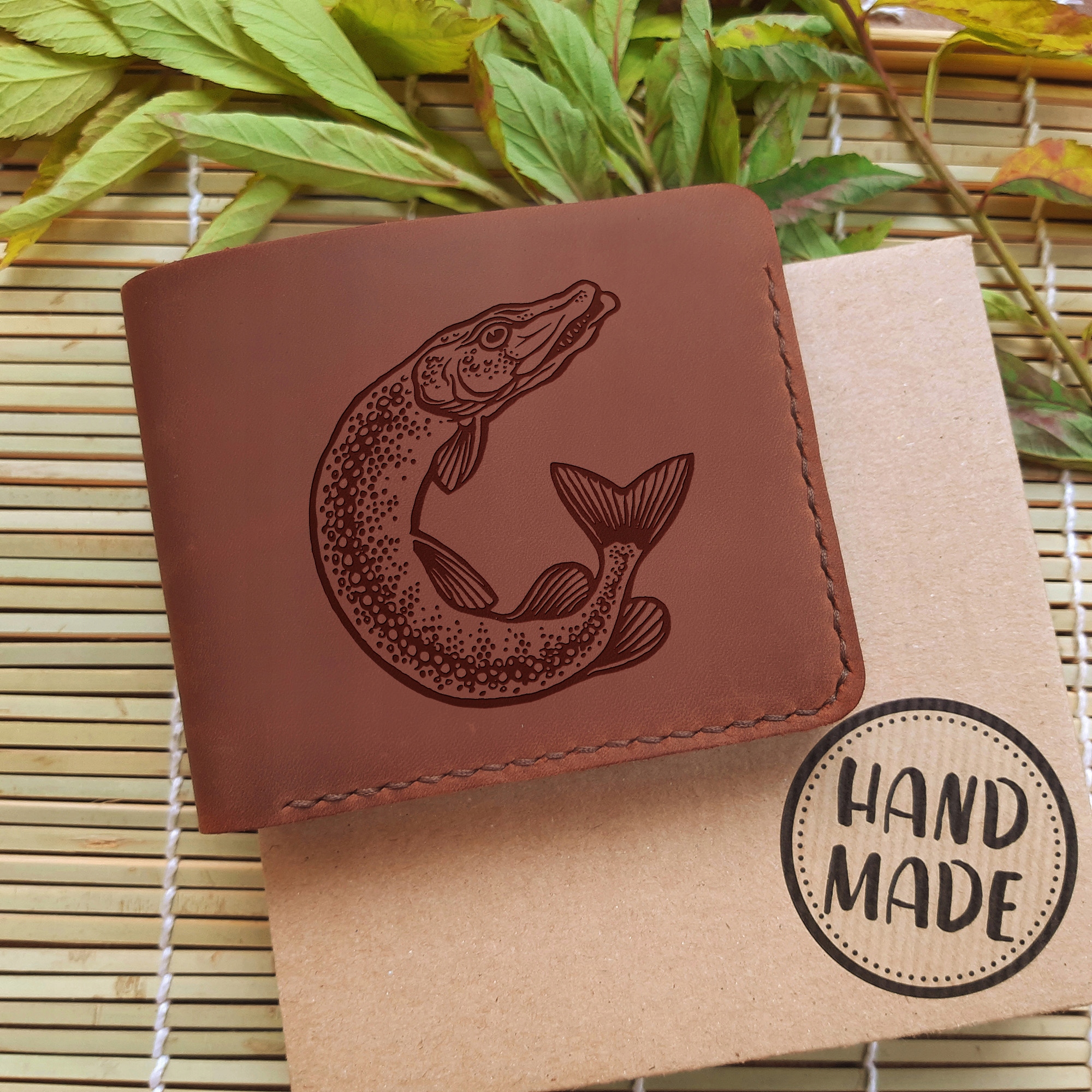 dárek pro rybáře peněženka s gravírováním Štika