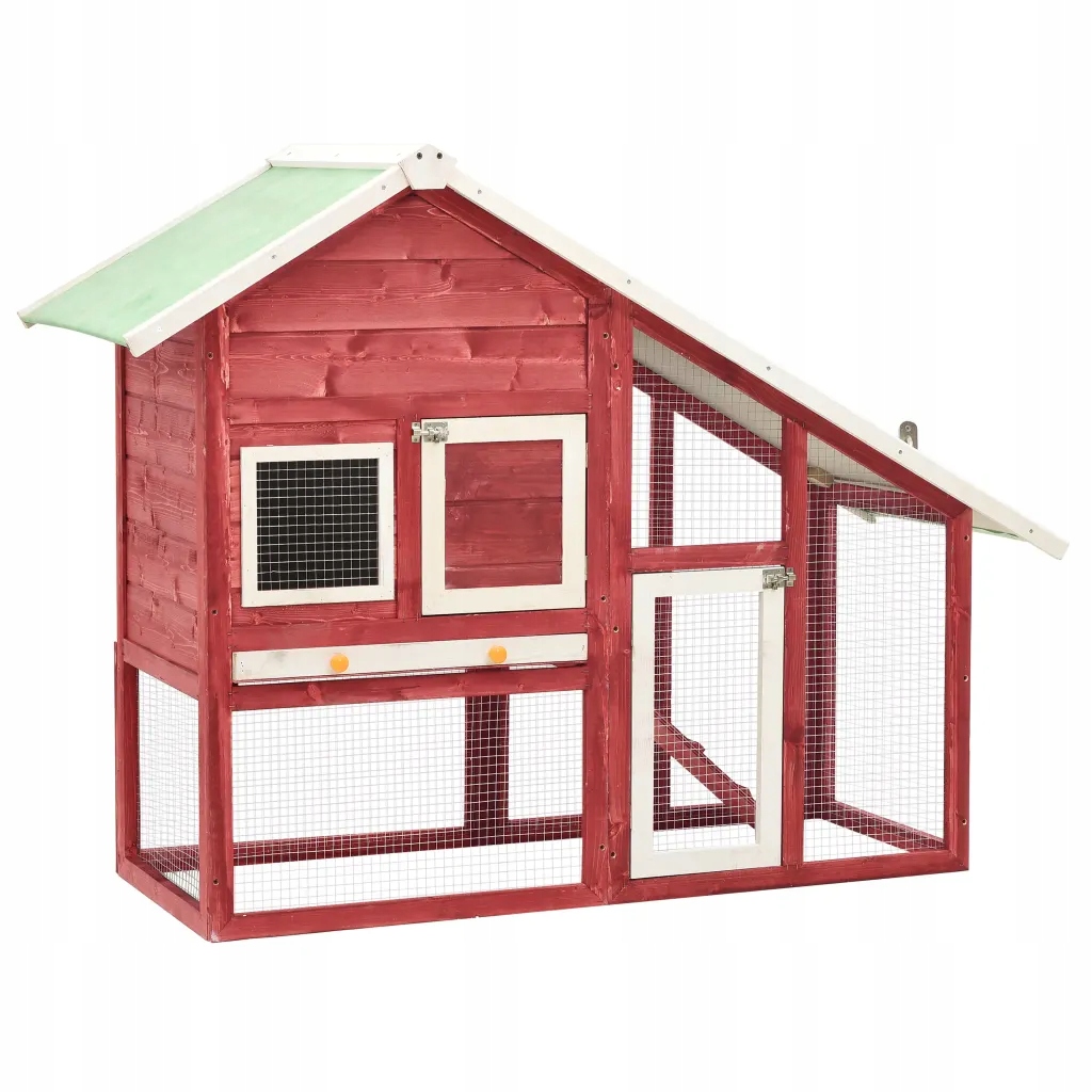 Levně Klec pro králíky 2patrová červeno-bílá 140x63x120 cm