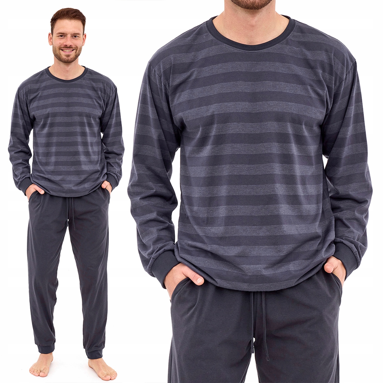 Cornette Loose 117/280 pánské bavlněné pyžamo s proužky, Dlouhý Rukáv XXL