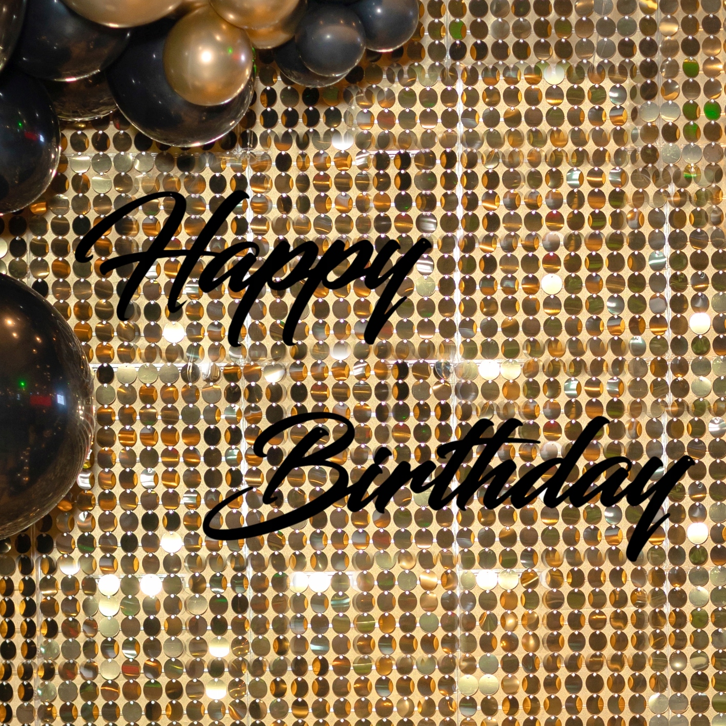 Černý velký nápis Happy Birthday, dekorace na narozeniny, plexi 5 mm