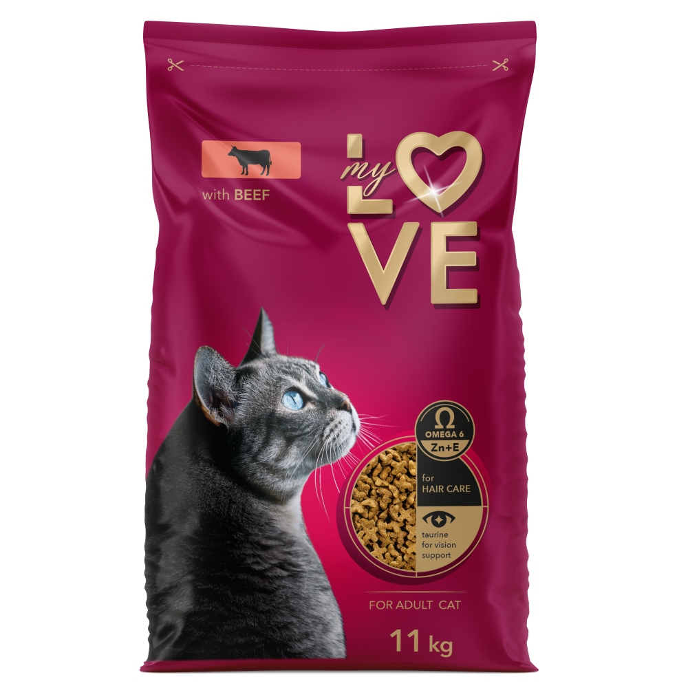Levně Mylove Krmivo pro dospělé kočky s hovězí příchutí 11 kg