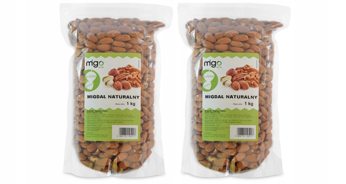 Zestaw x2 Migdały Naturalne całe 2Kg MIGOgroup